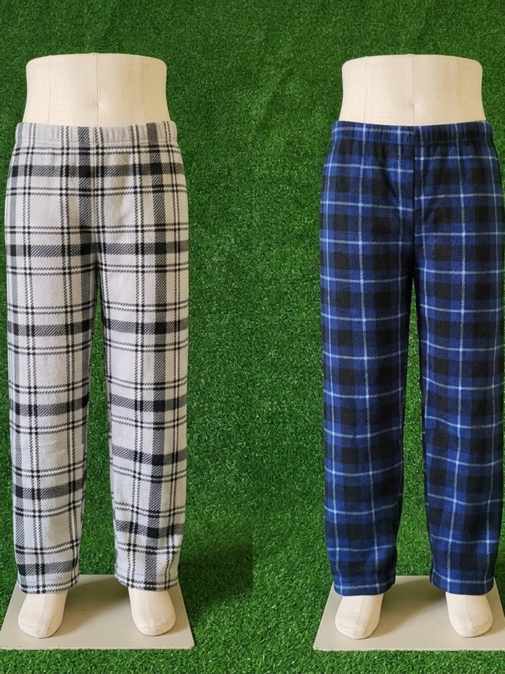 Cuddl Duds Kids Size M 8 Plaid Pajama Pants Lot of 2 Fleece Loungewear Blue Gray
